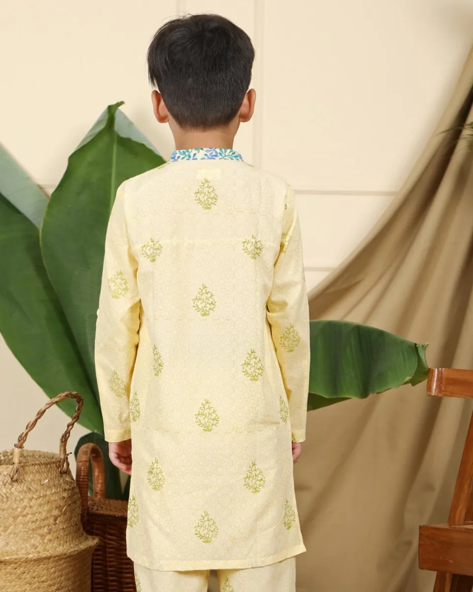 Panna Boys Hand-Block Printed Ethnic Cotton Kurta