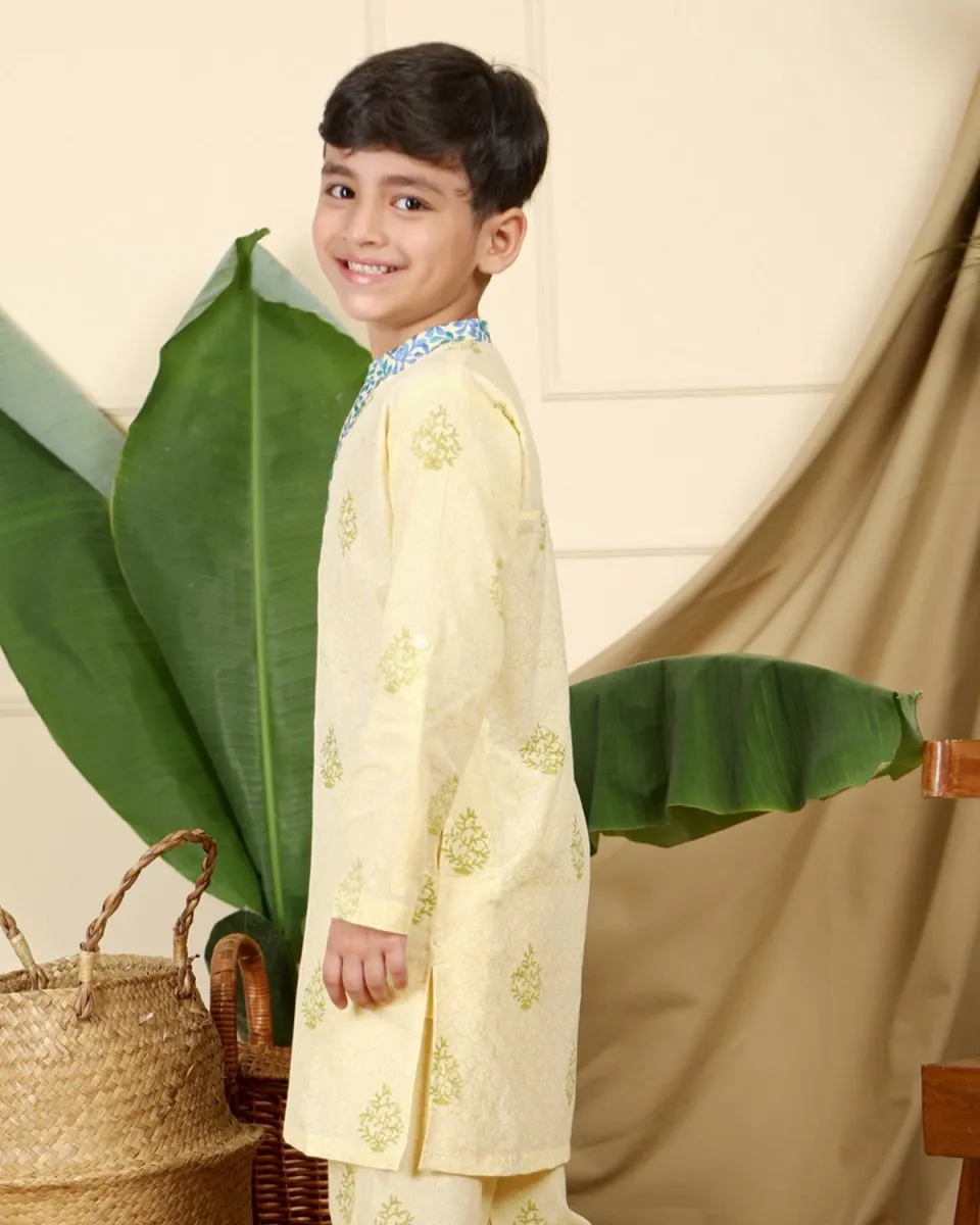 Panna Boys Hand-Block Printed Ethnic Cotton Kurta