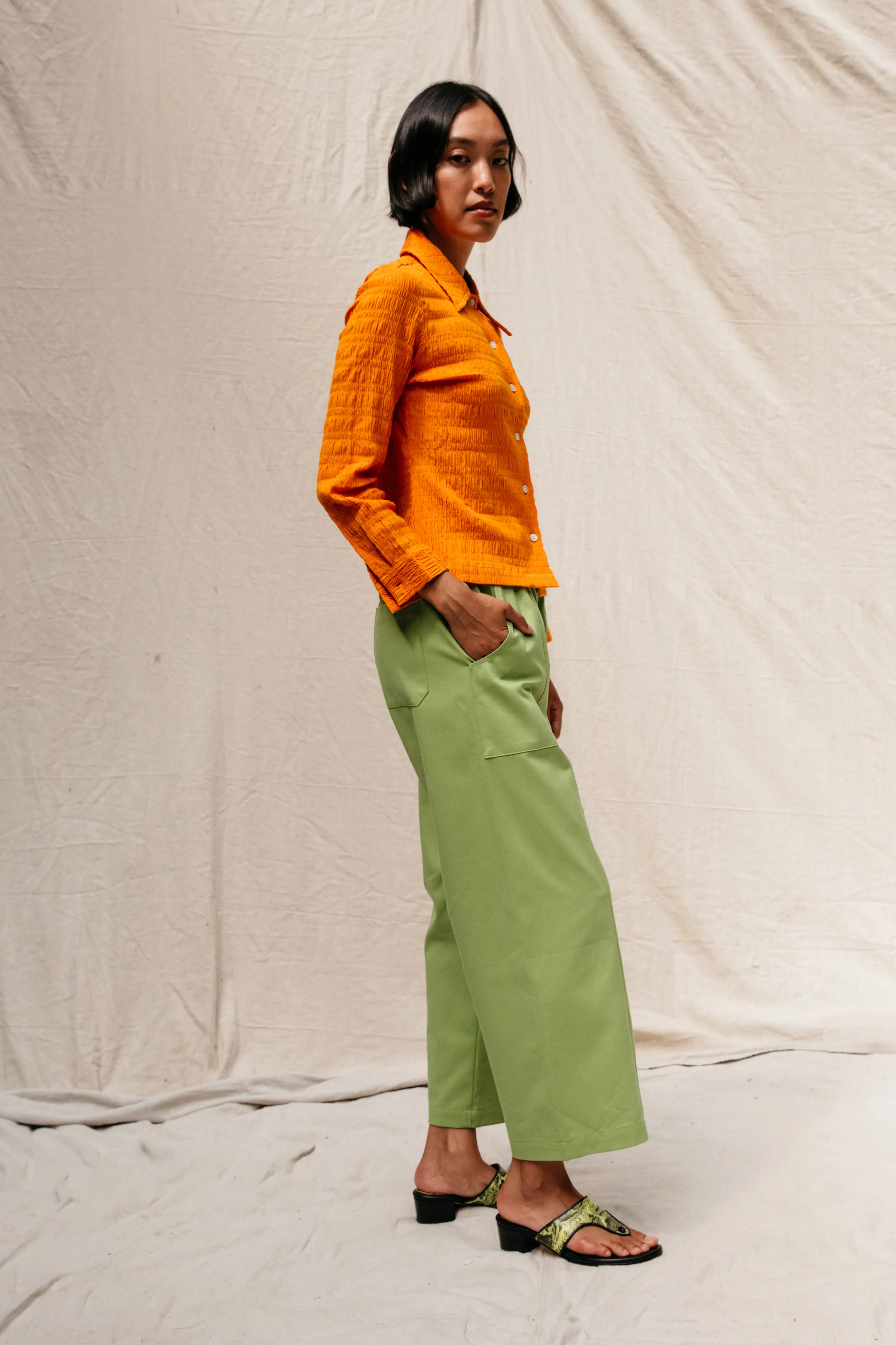 Patch Elastic Waist Pant - Avocado