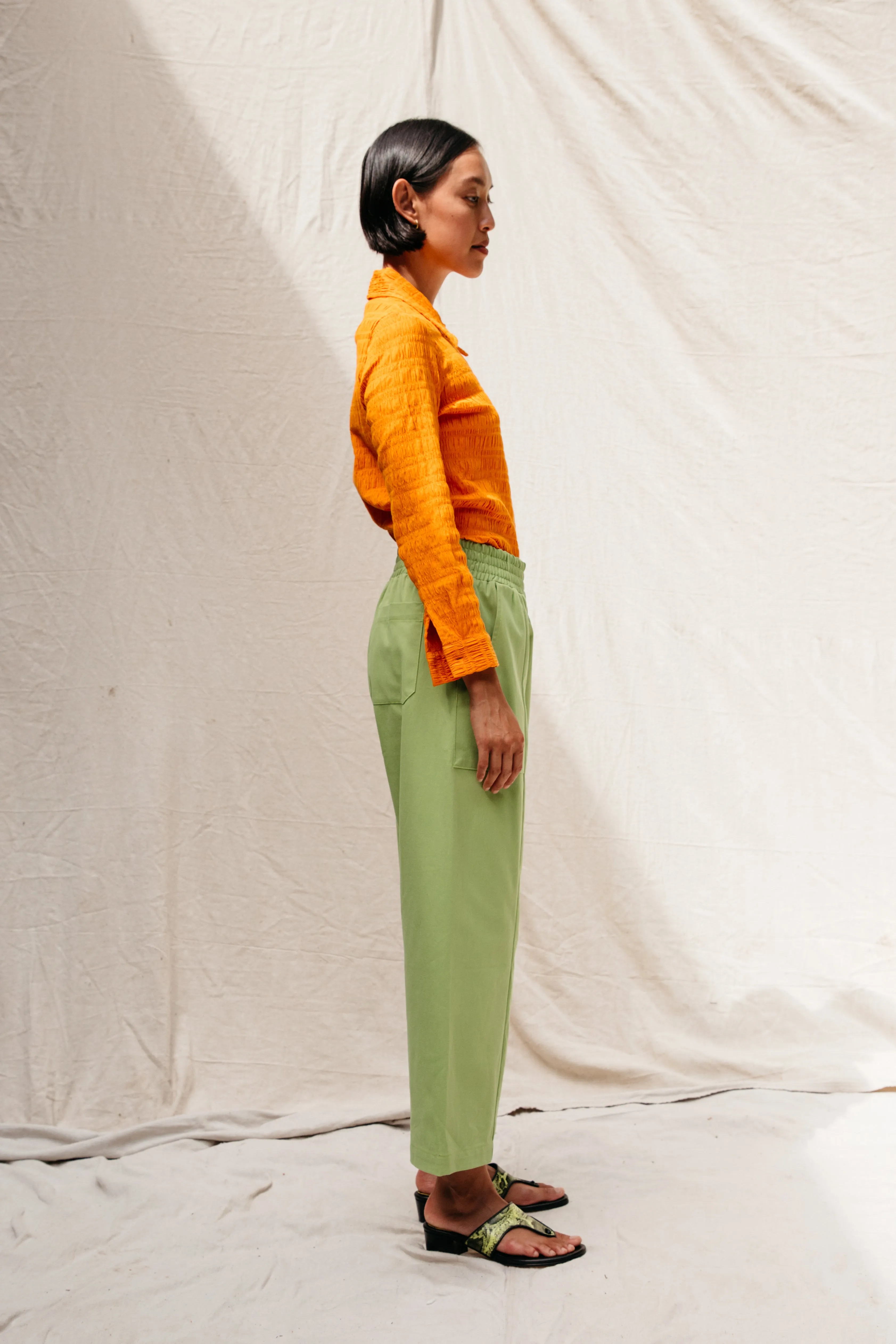 Patch Elastic Waist Pant - Avocado