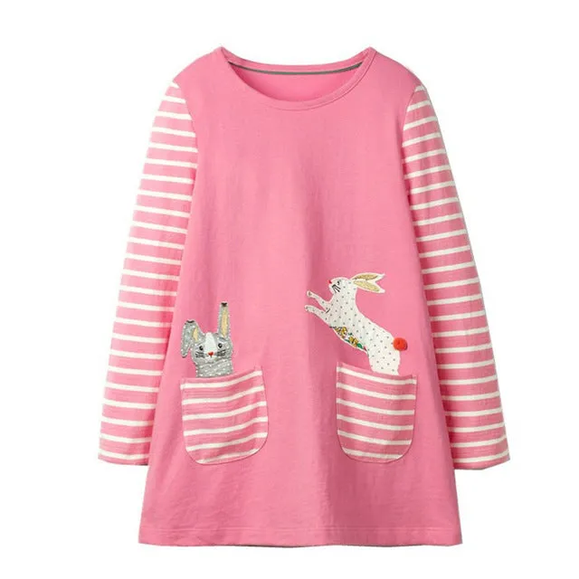 Pink Rabbit Dress, Size 18M-6Yrs