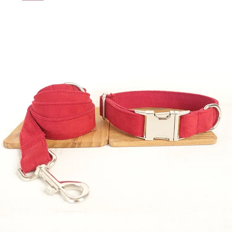 Premium Red Polyester Leash and Collar Set