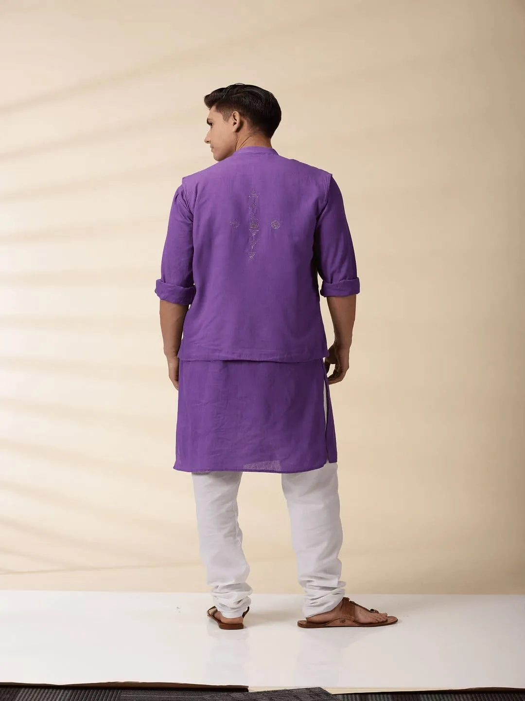 Purple Khadi Men Nehru Jacket