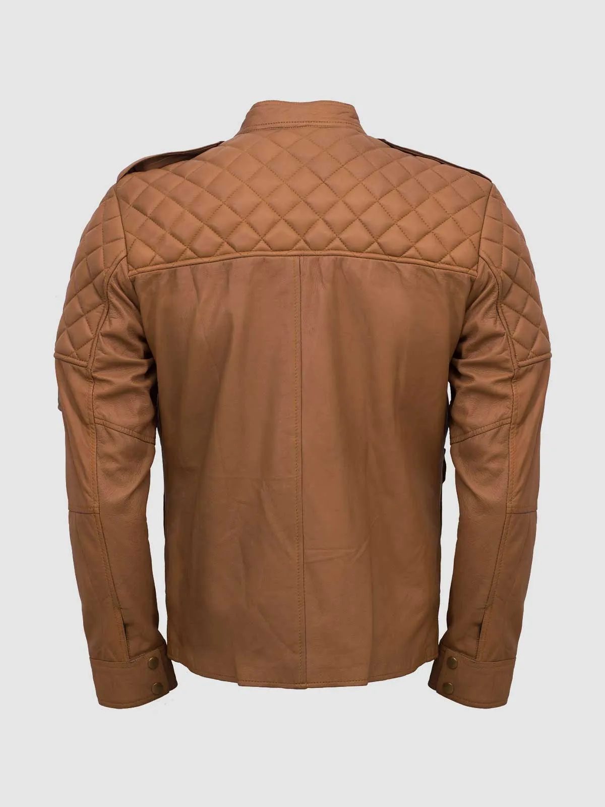 Quilted Cognac Leather Jacket