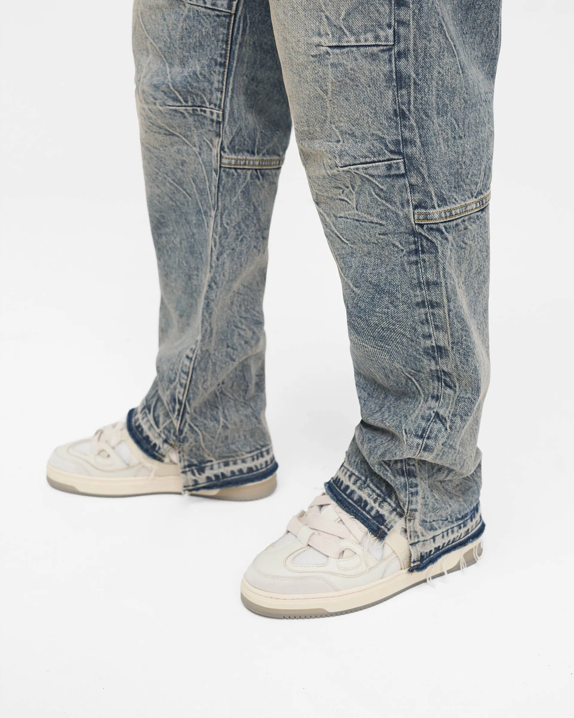 R2 Stepped Hem Denim - Mid Blue