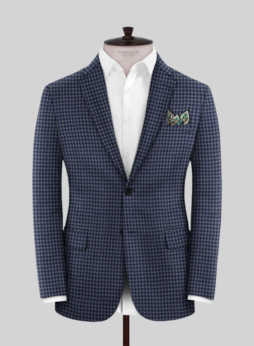 Reda Antina Blue Houndstooth Wool Jacket