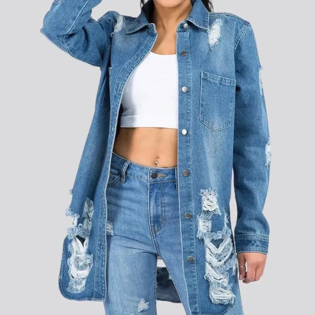 Regular grunge women's jean shirt