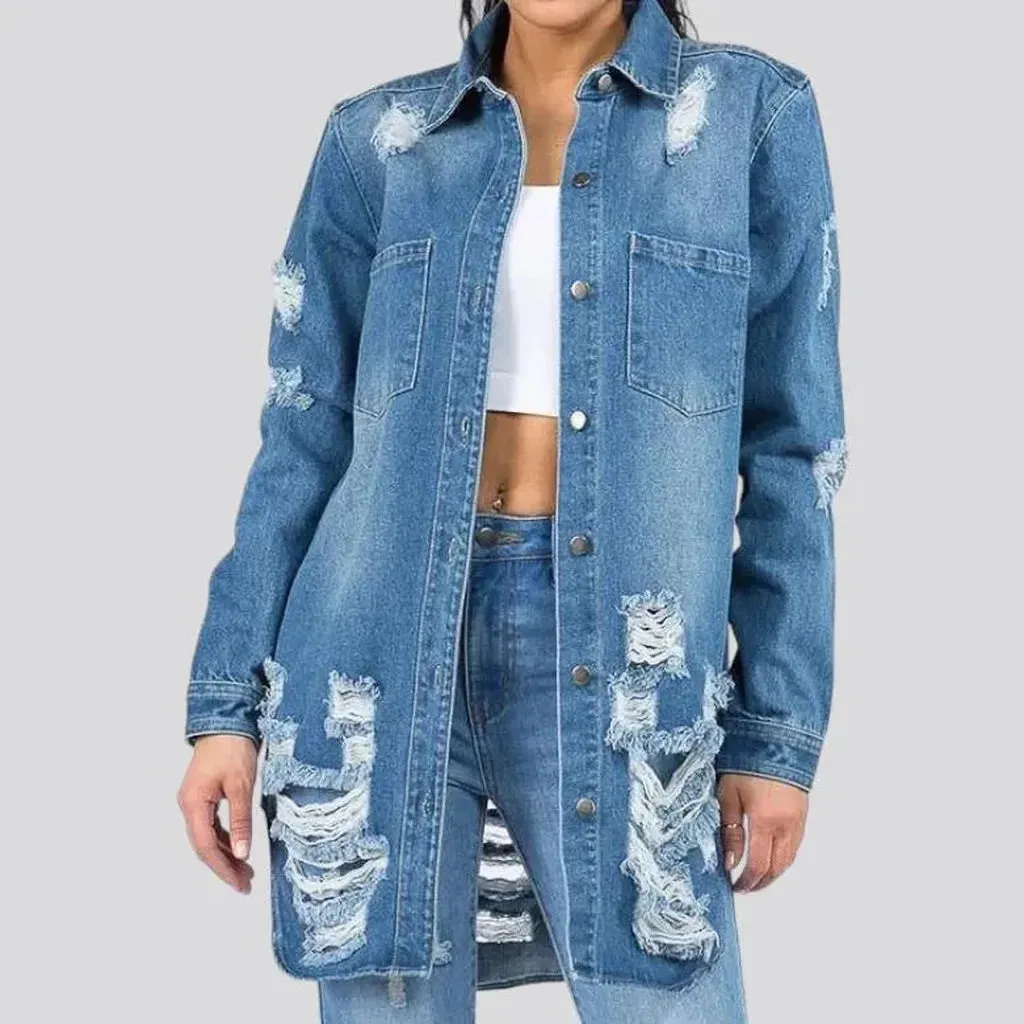 Regular grunge women's jean shirt