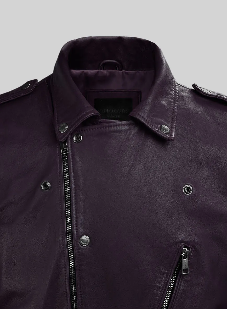 Revolt Purple Biker Leather Jacket