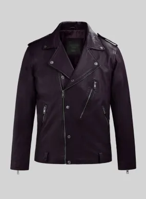 Revolt Purple Biker Leather Jacket