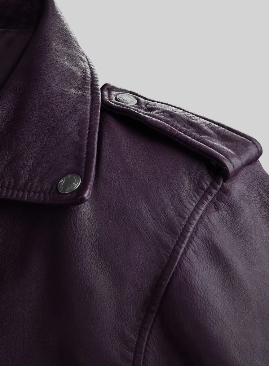 Revolt Purple Biker Leather Jacket