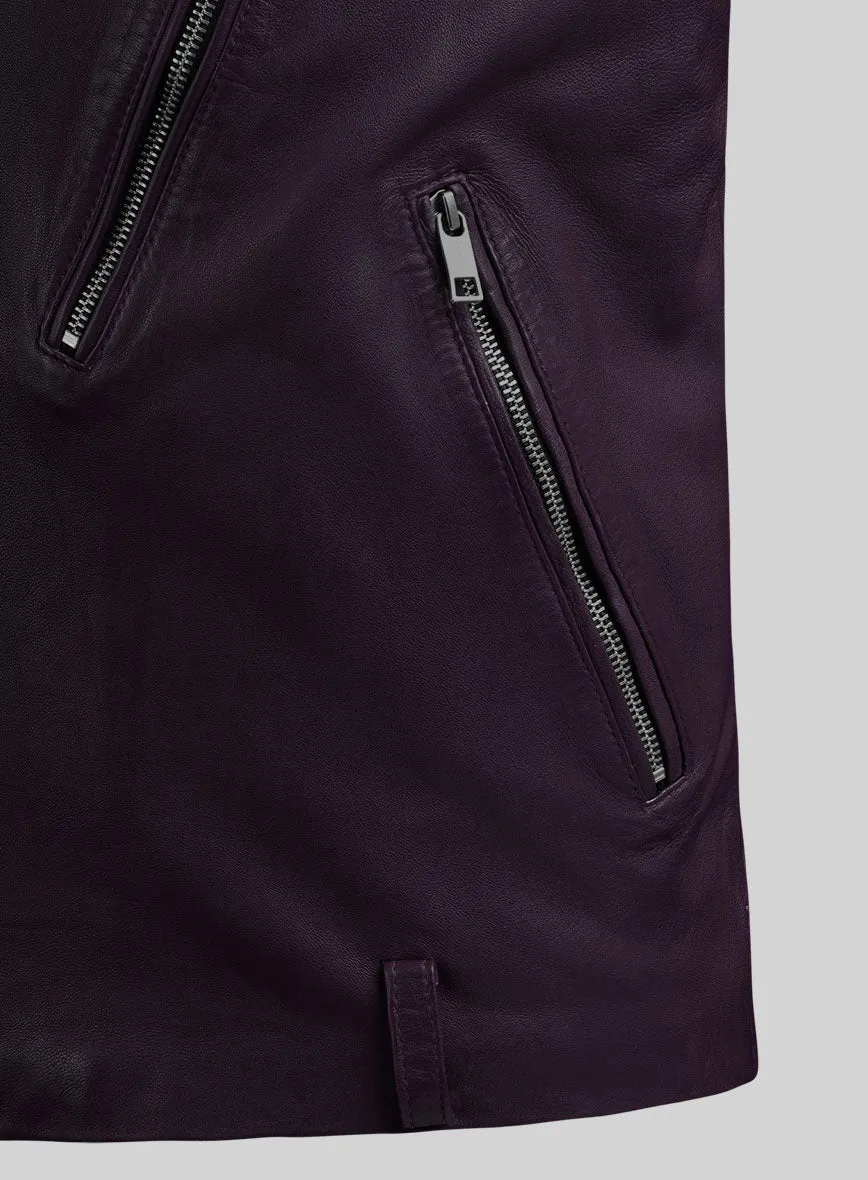 Revolt Purple Biker Leather Jacket