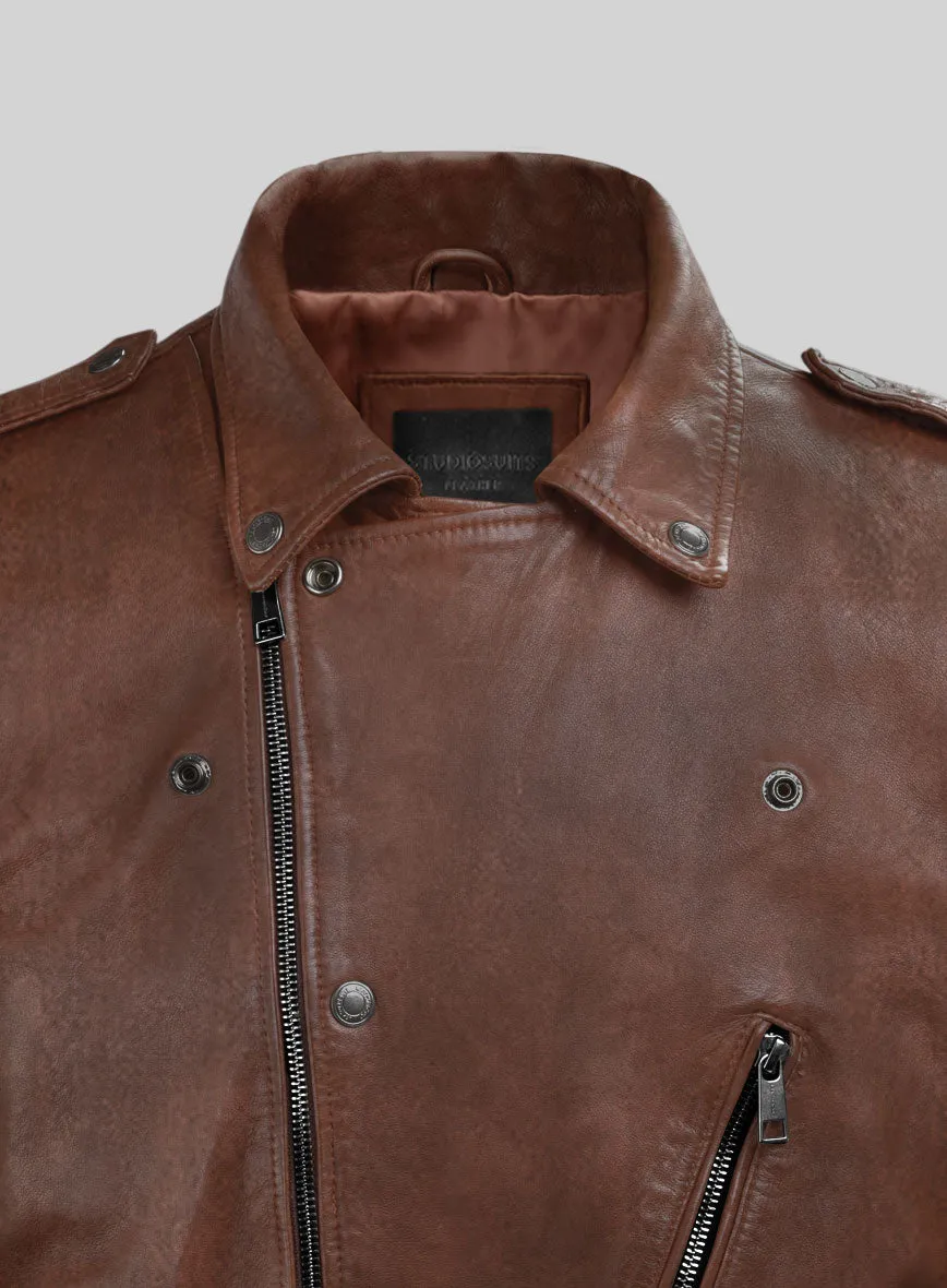 Revolt Spanish Brown Biker Leather Jacket