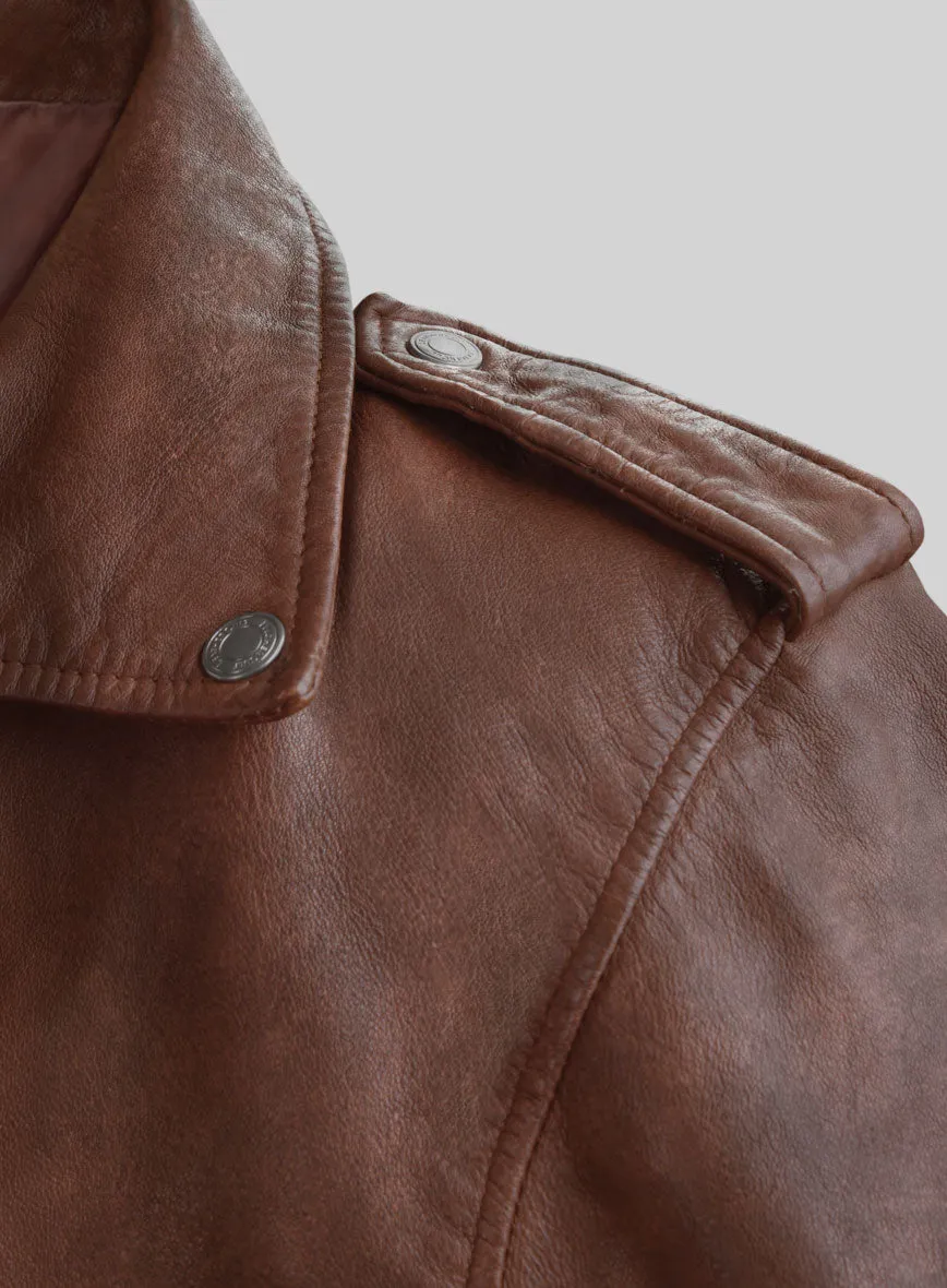 Revolt Spanish Brown Biker Leather Jacket