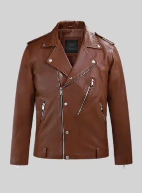 Revolt Tan Biker Leather Jacket