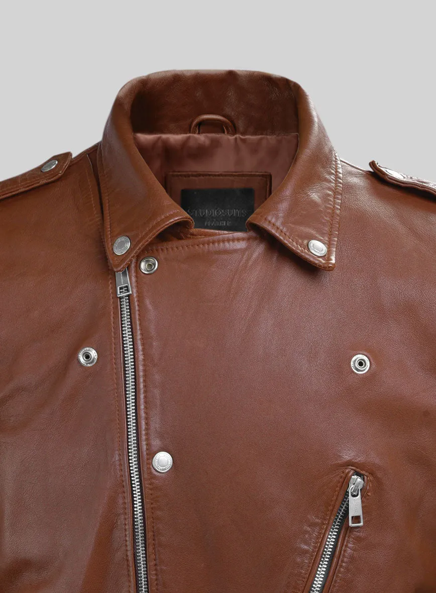 Revolt Tan Biker Leather Jacket