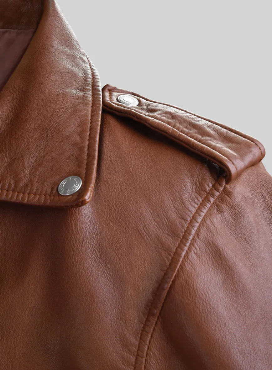 Revolt Tan Biker Leather Jacket