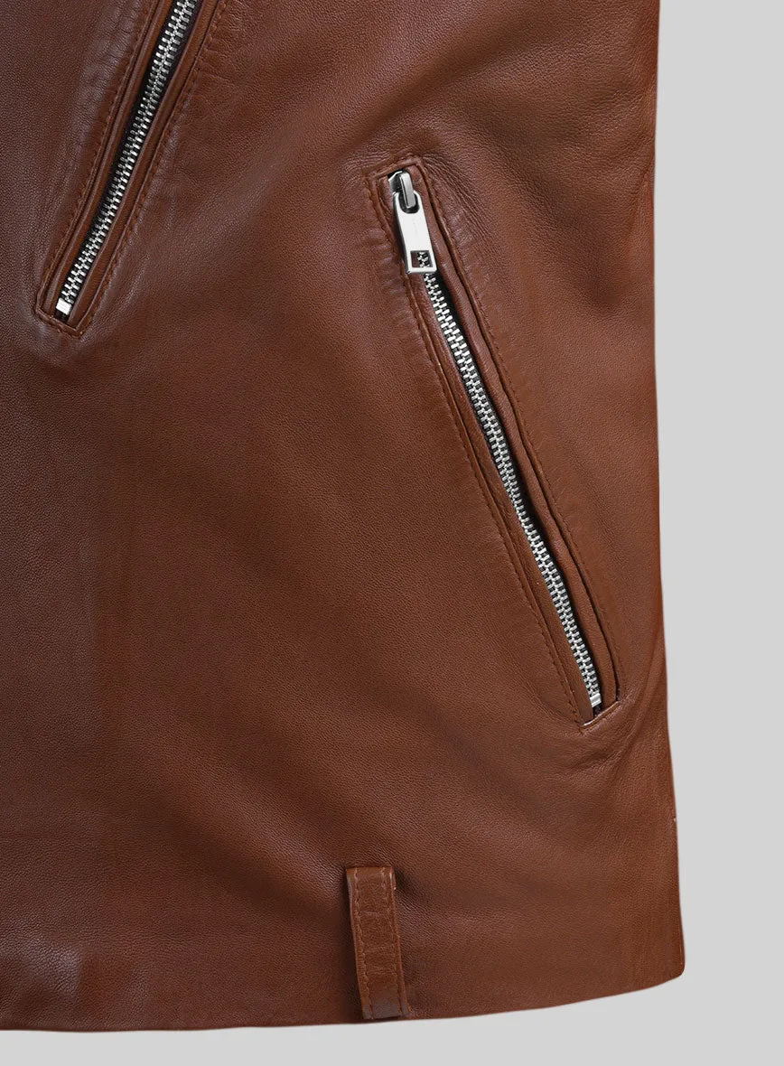 Revolt Tan Biker Leather Jacket