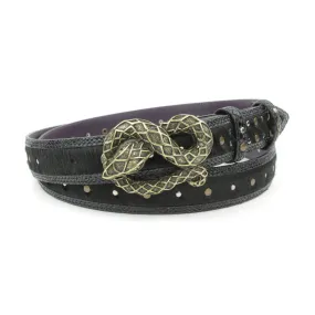 Rotten' Black Mock Python/Pony Mix Narrow Snake Belt