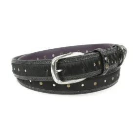 Rotten' Black Mock Python/Pony Mix Narrow Textured Belt