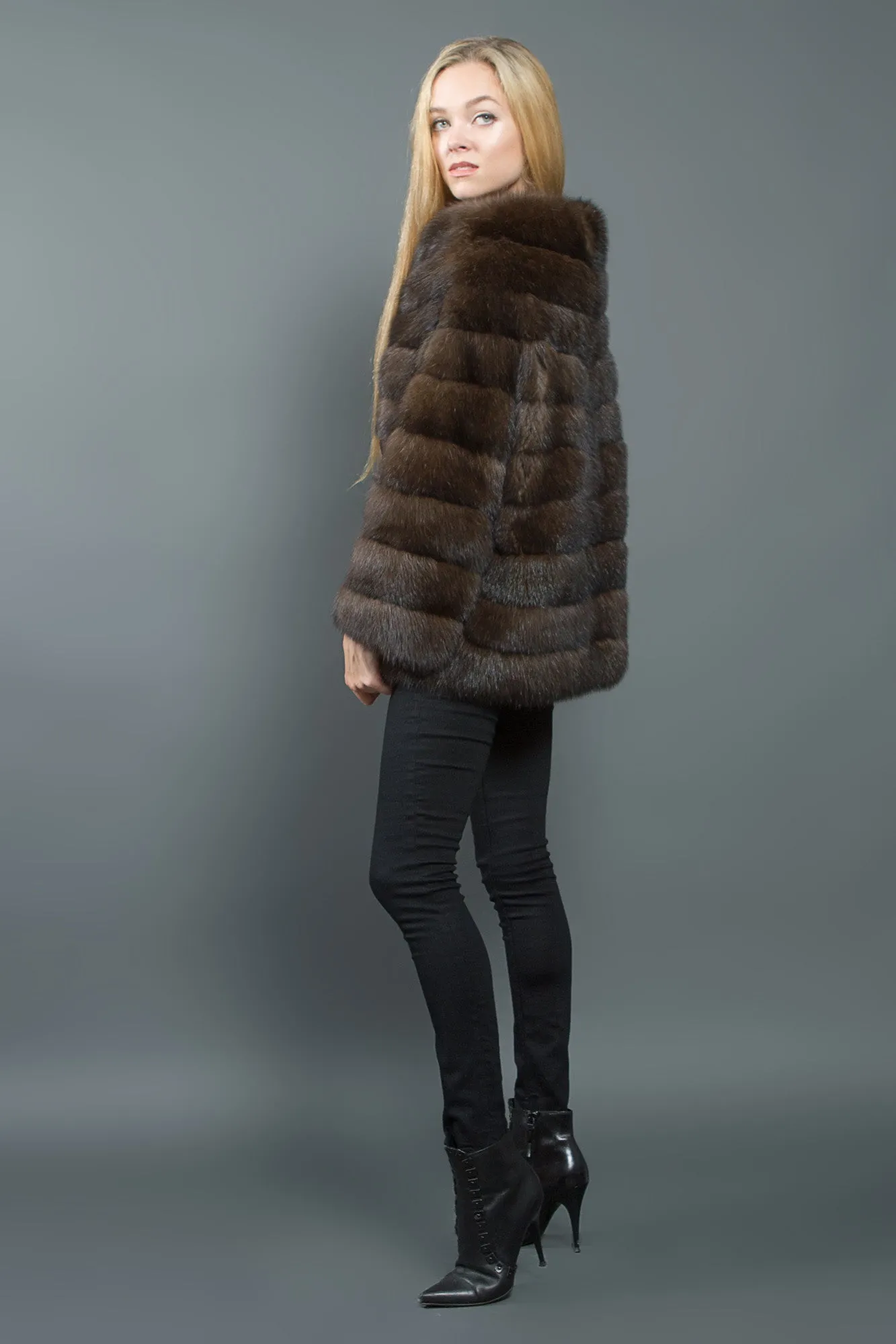 Silvery Russian Sable Long Jacket