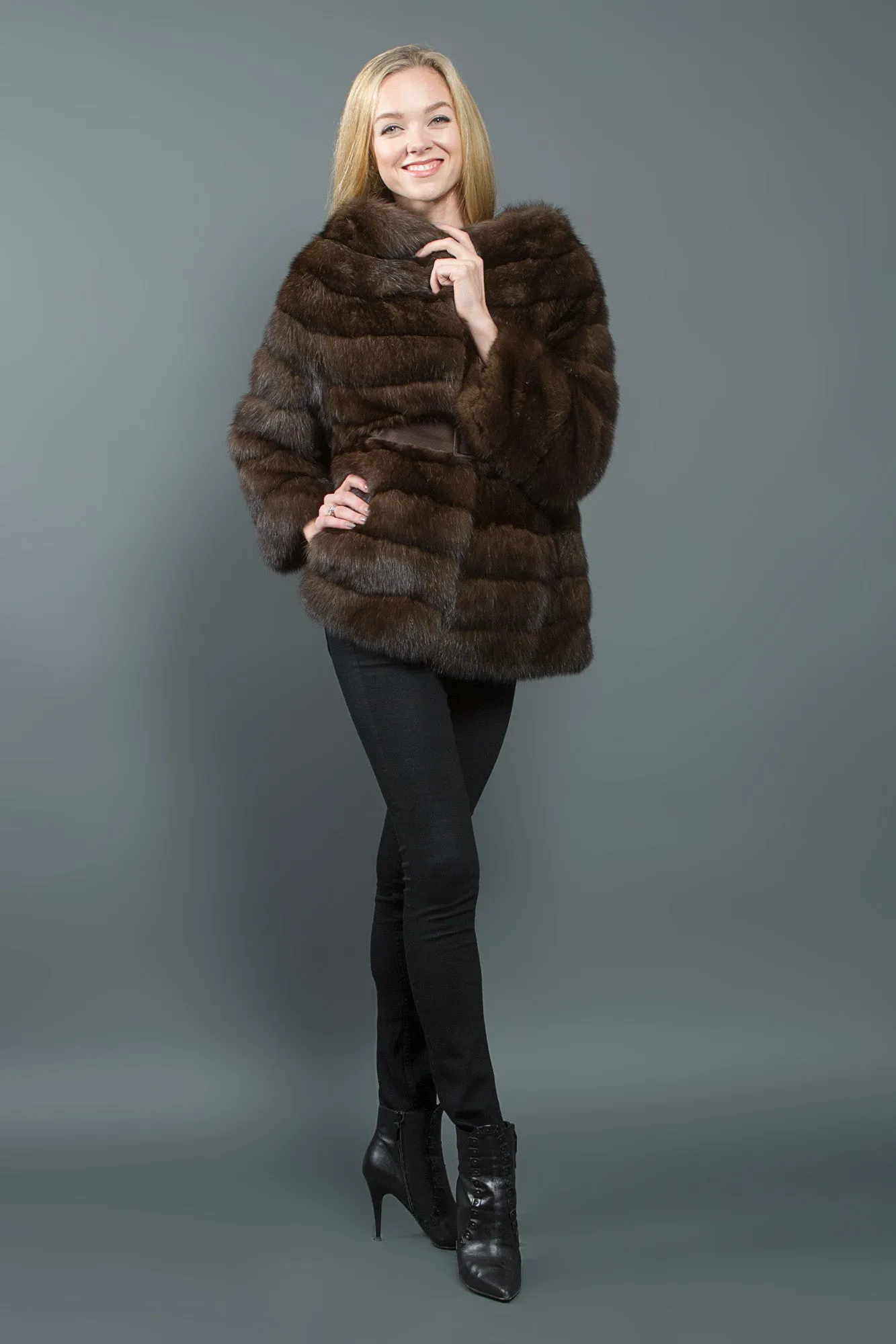 Silvery Russian Sable Long Jacket