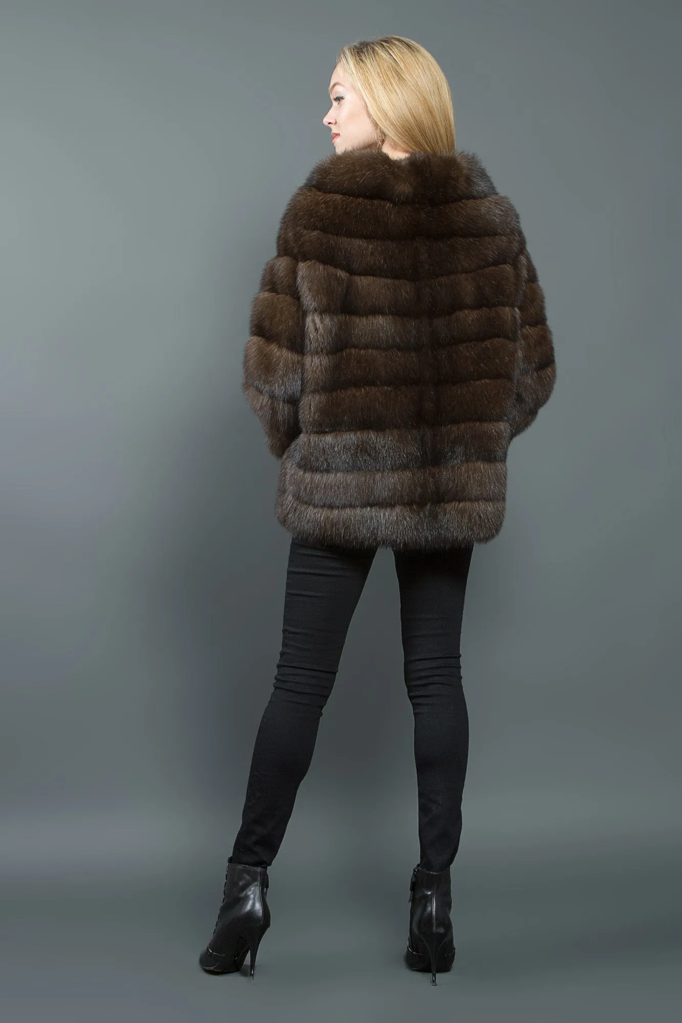 Silvery Russian Sable Long Jacket