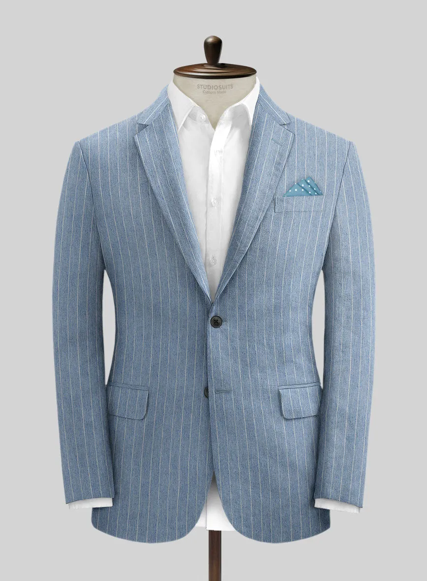 Solbiati Light Blue Stripe Linen Jacket