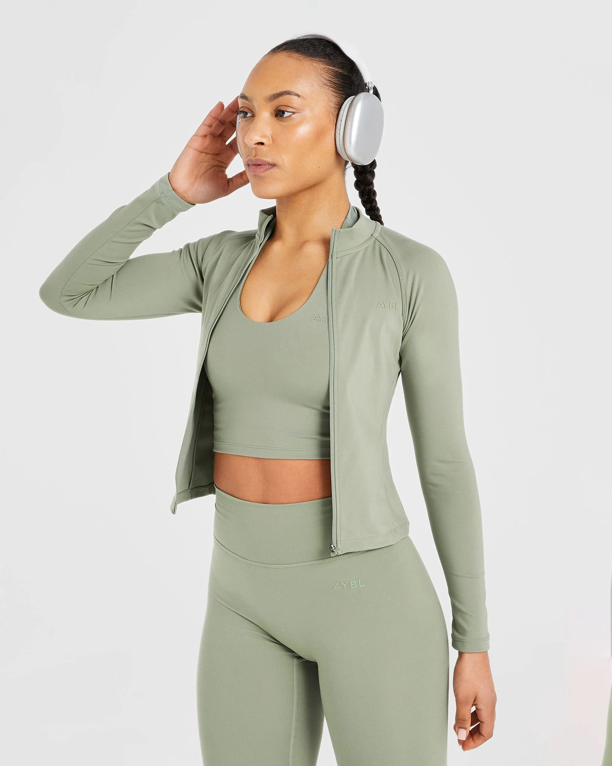 Staple Longline Zip Jacket - Olive Green