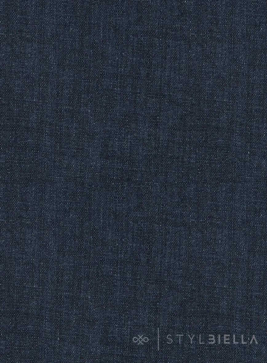 Stylbiella Spring Dark Blue Linen Jacket