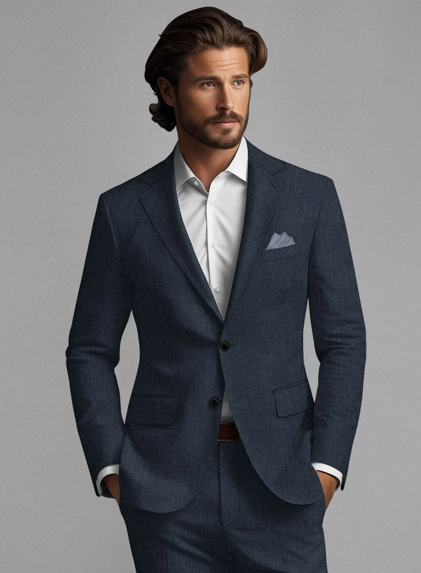 Stylbiella Spring Dark Blue Linen Jacket