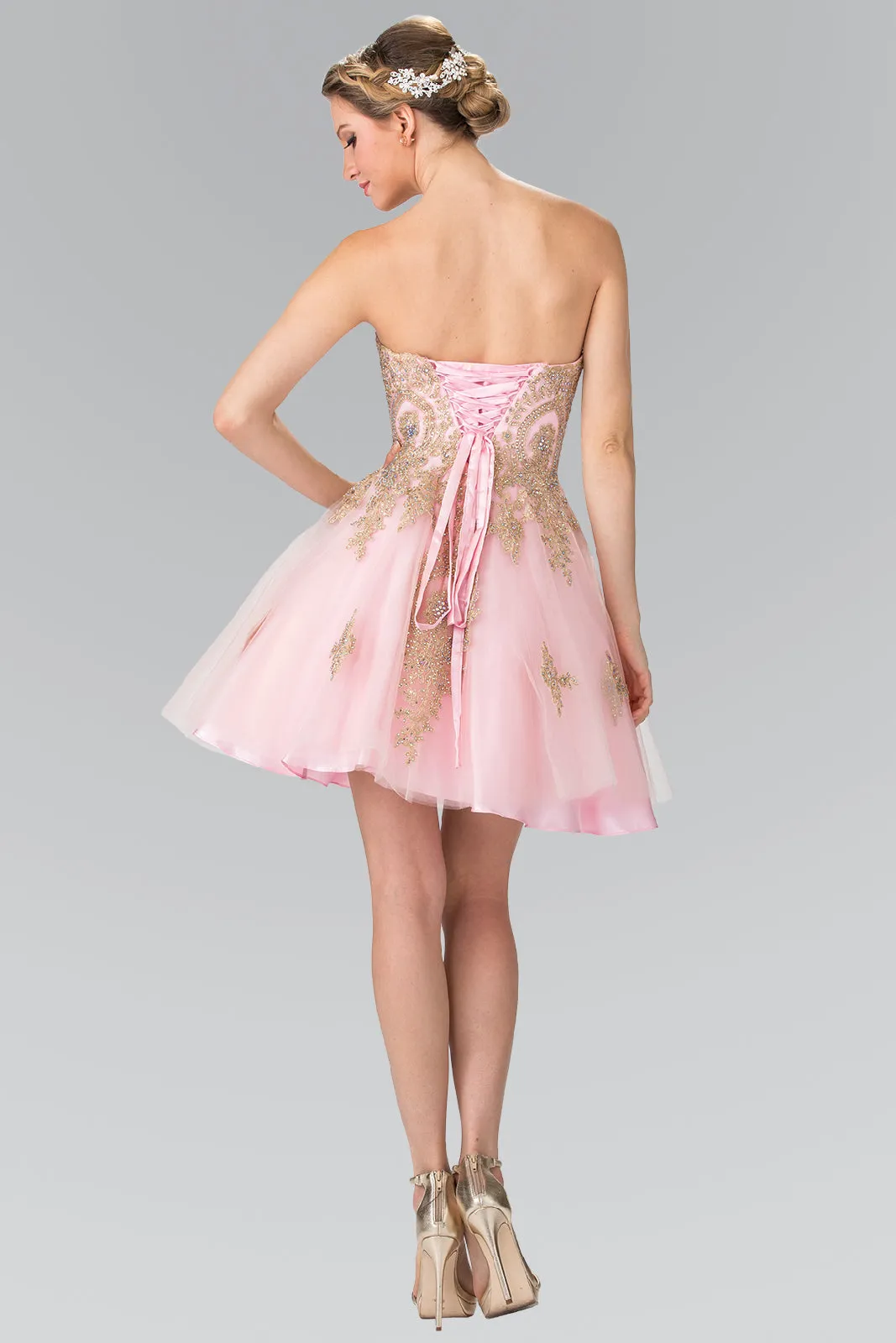 Sweethearted A-line Tulle Short Dress with Corset Back GLGS2371