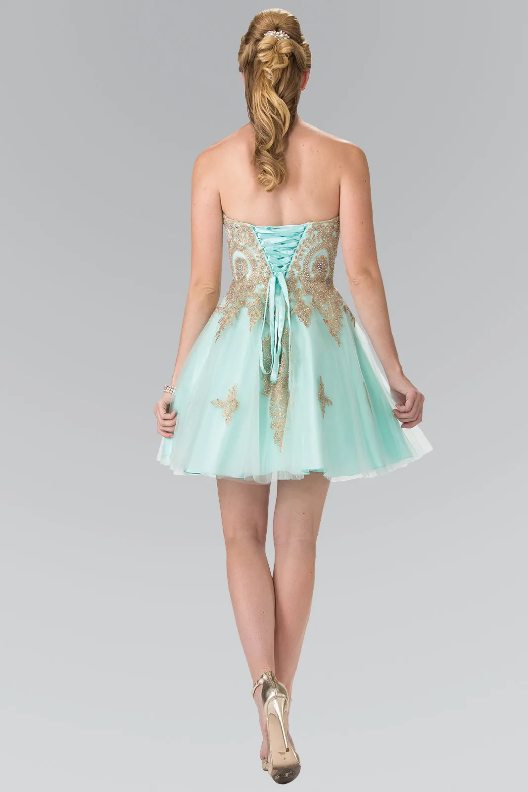 Sweethearted A-line Tulle Short Dress with Corset Back GLGS2371