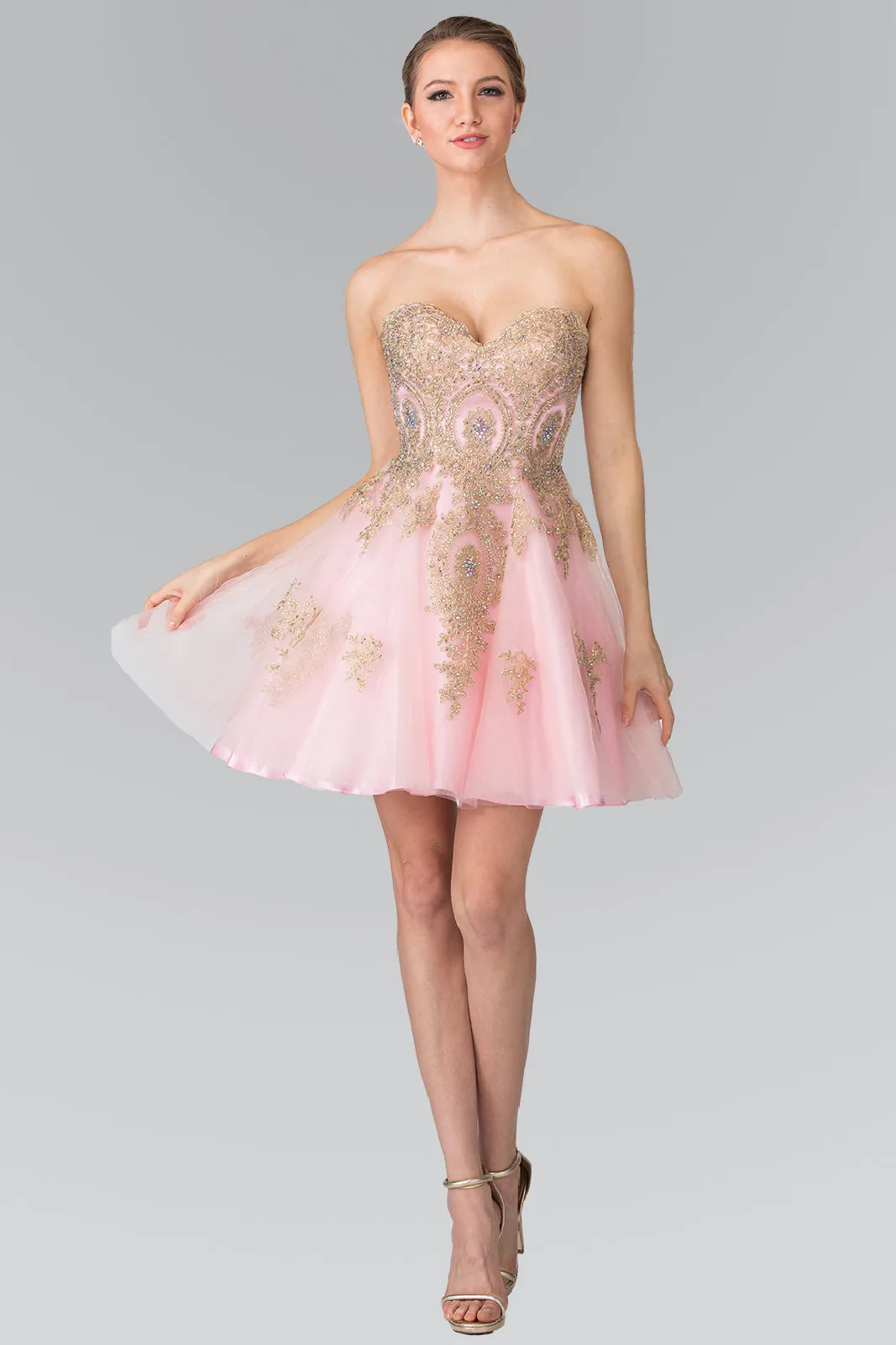 Sweethearted A-line Tulle Short Dress with Corset Back GLGS2371