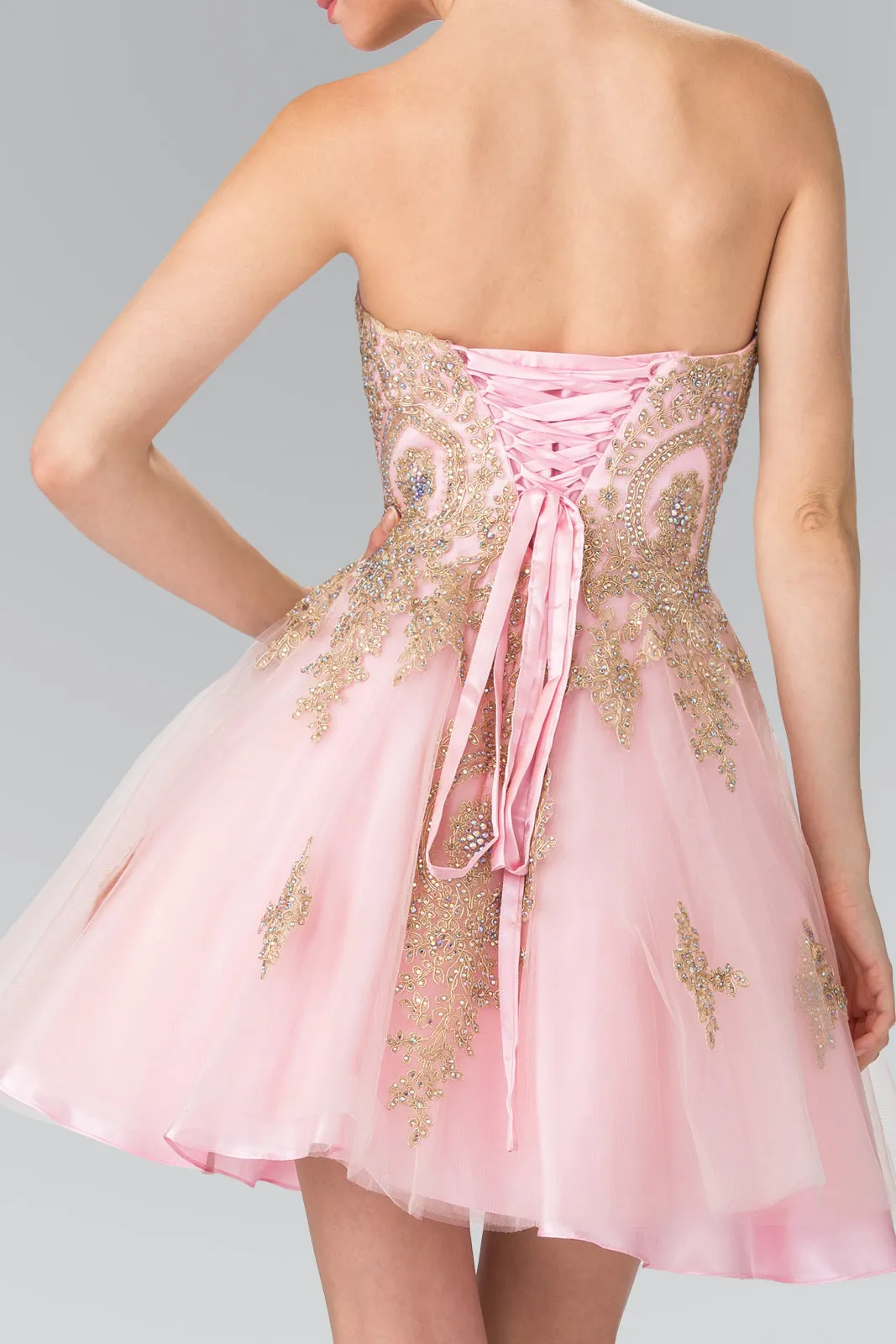 Sweethearted A-line Tulle Short Dress with Corset Back GLGS2371