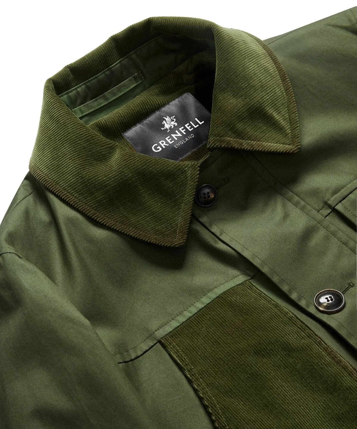 The Countryman in Grenfell Cloth Green and Corduroy