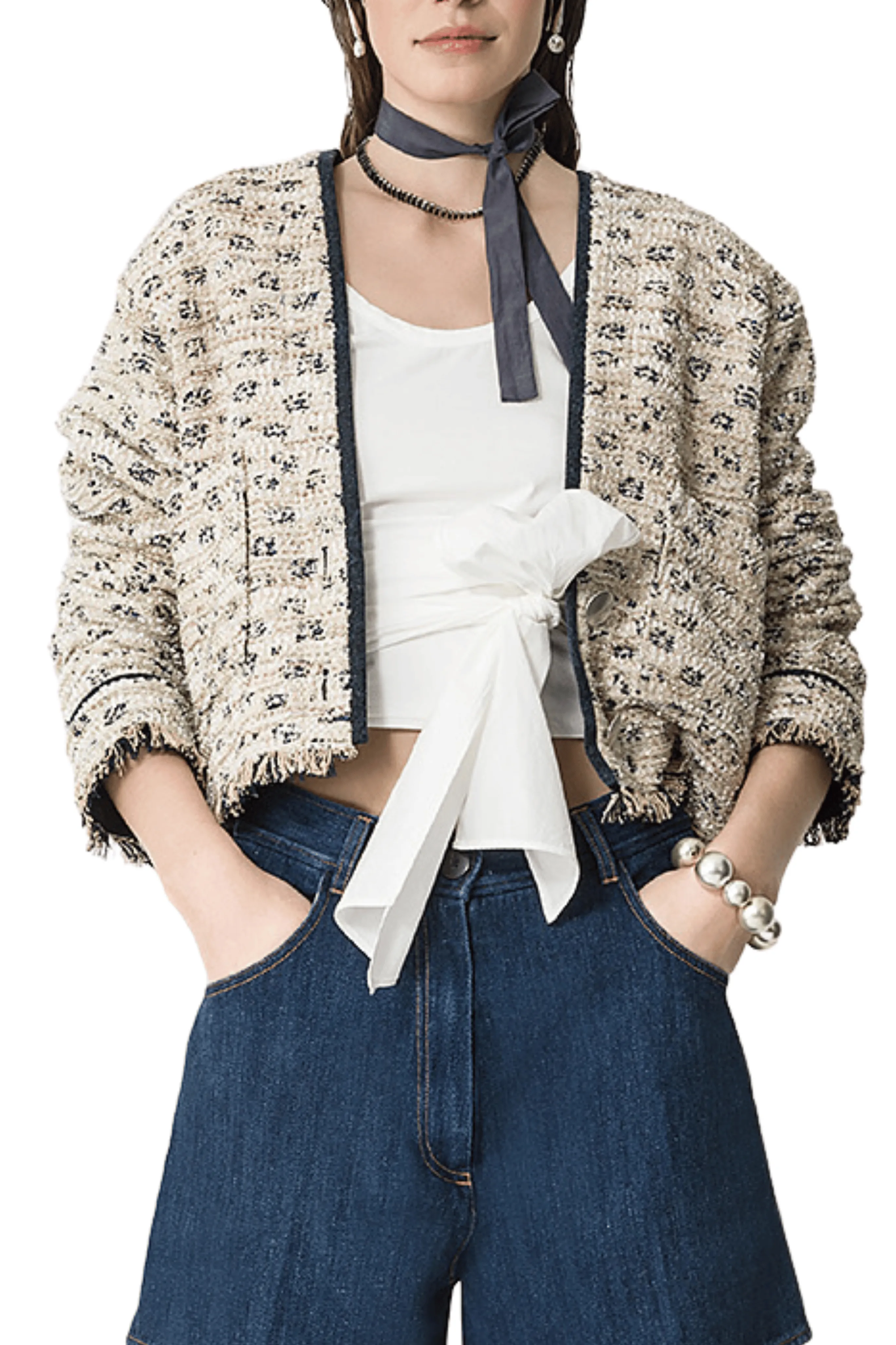 Tweed Jacquard Cropped Jacket