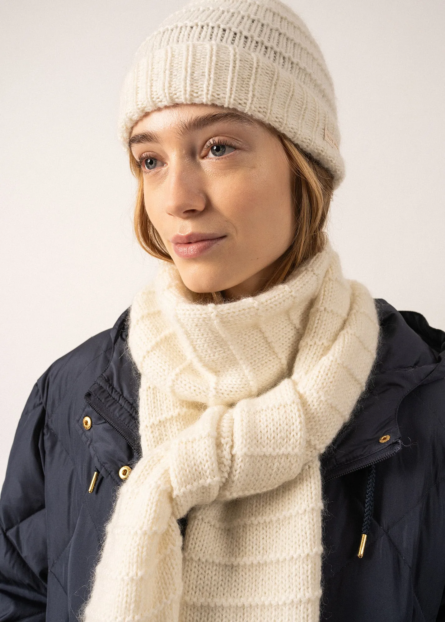 Valais Mohair Beanie - in structured jersey (BLANC D'HIVER)