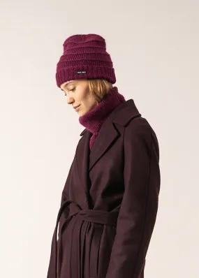 Valais Mohair Beanie - in structured jersey (PRUNE)