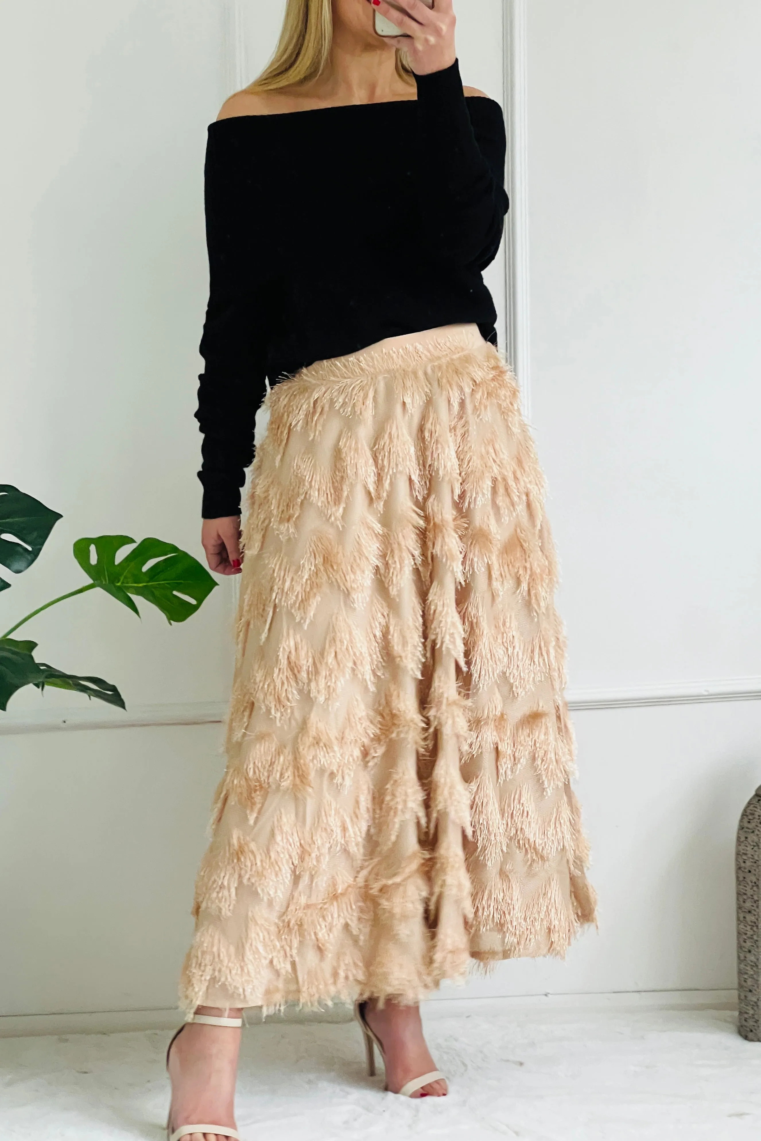 Victoria Eyelash Texture Skirt | Champagne