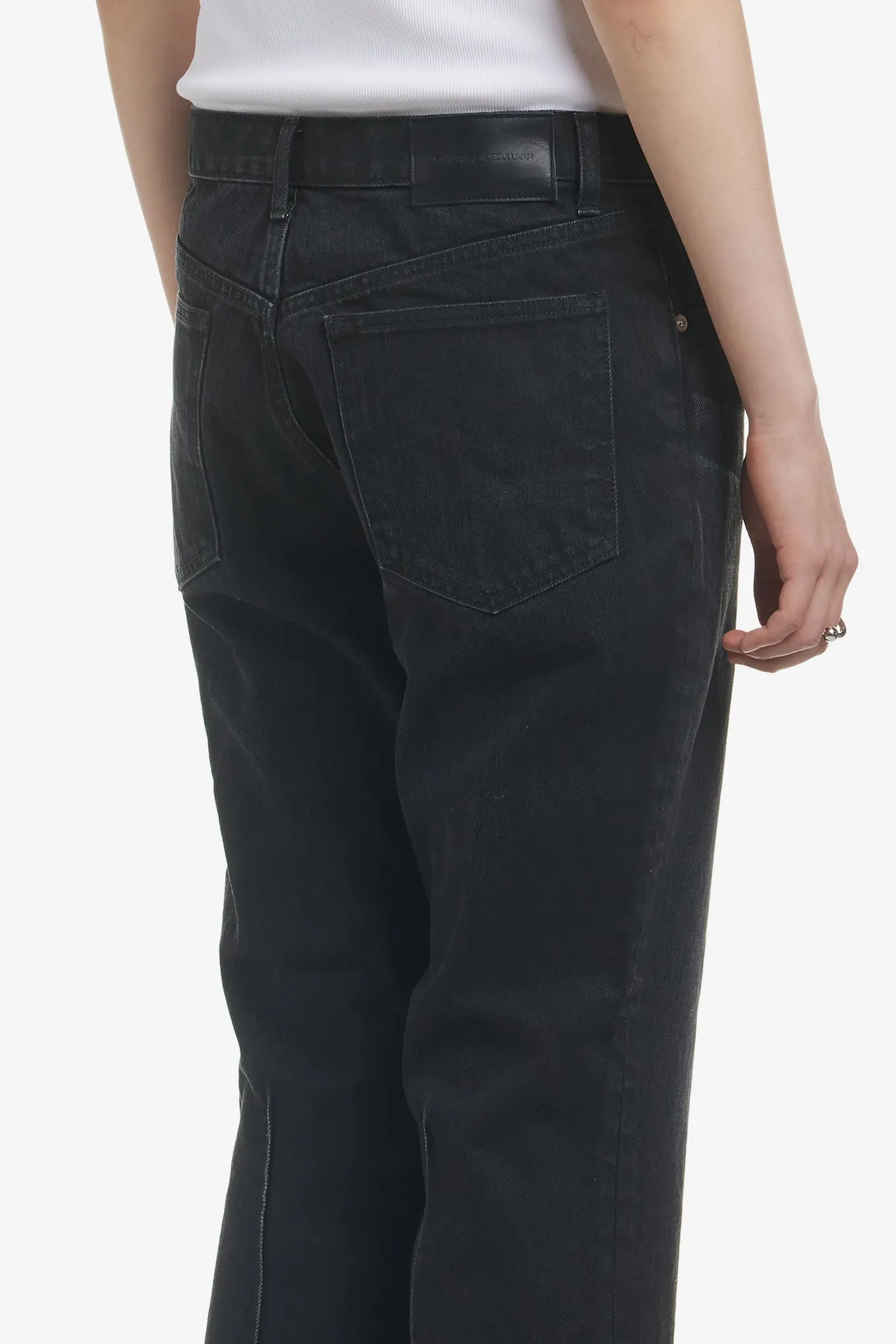 WASHED DENIM FLARED PANTS