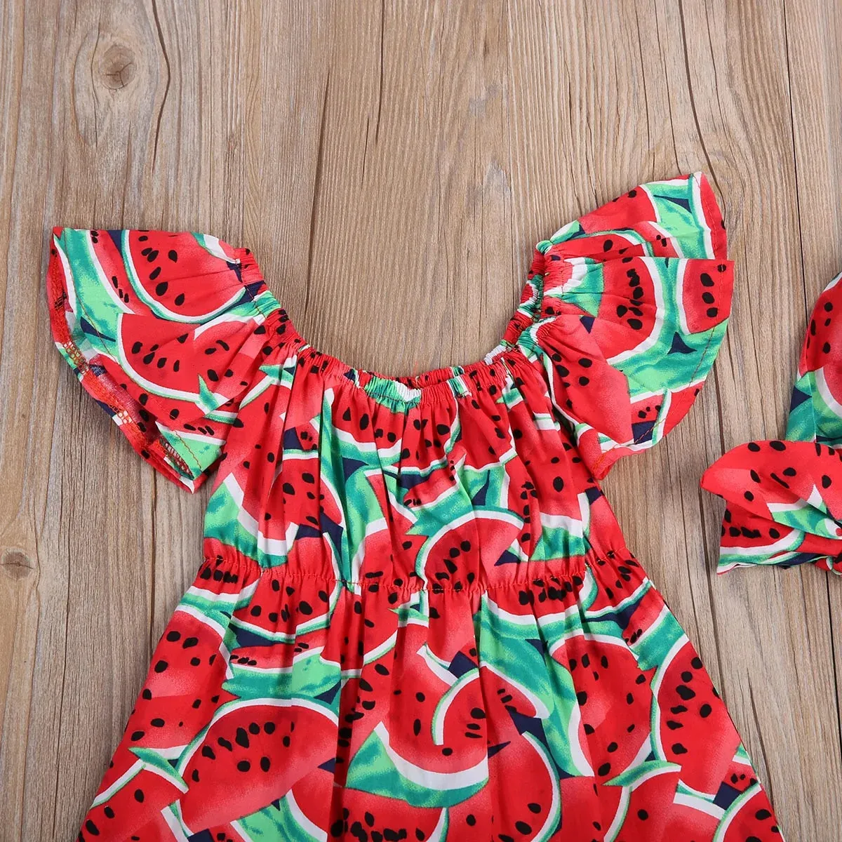 Watermelon Prints Bodysuit And Headband Set