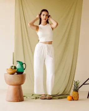 White Flowy Pants