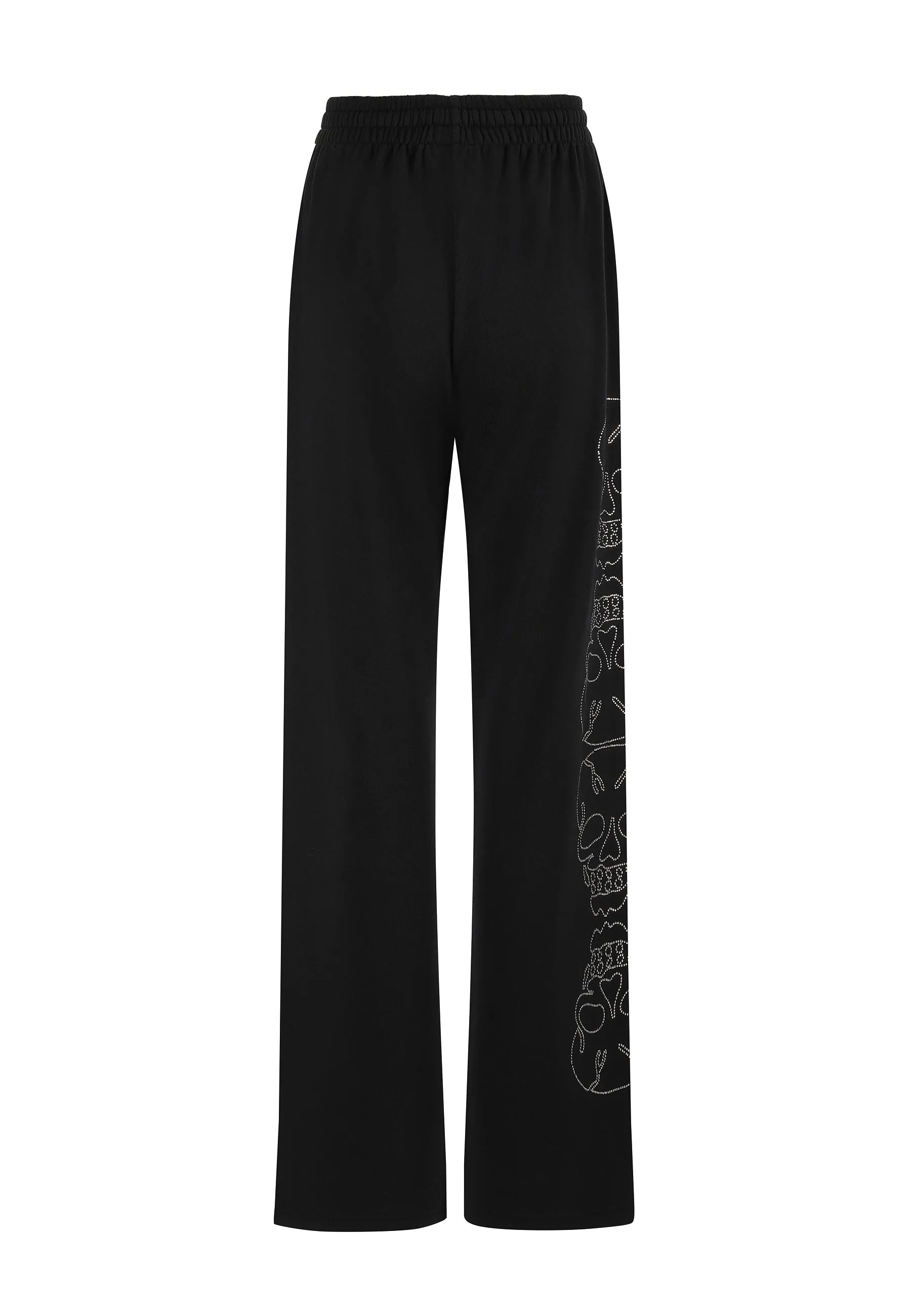 Womens Crystal Skull Relaxed Joggers Pants - Black