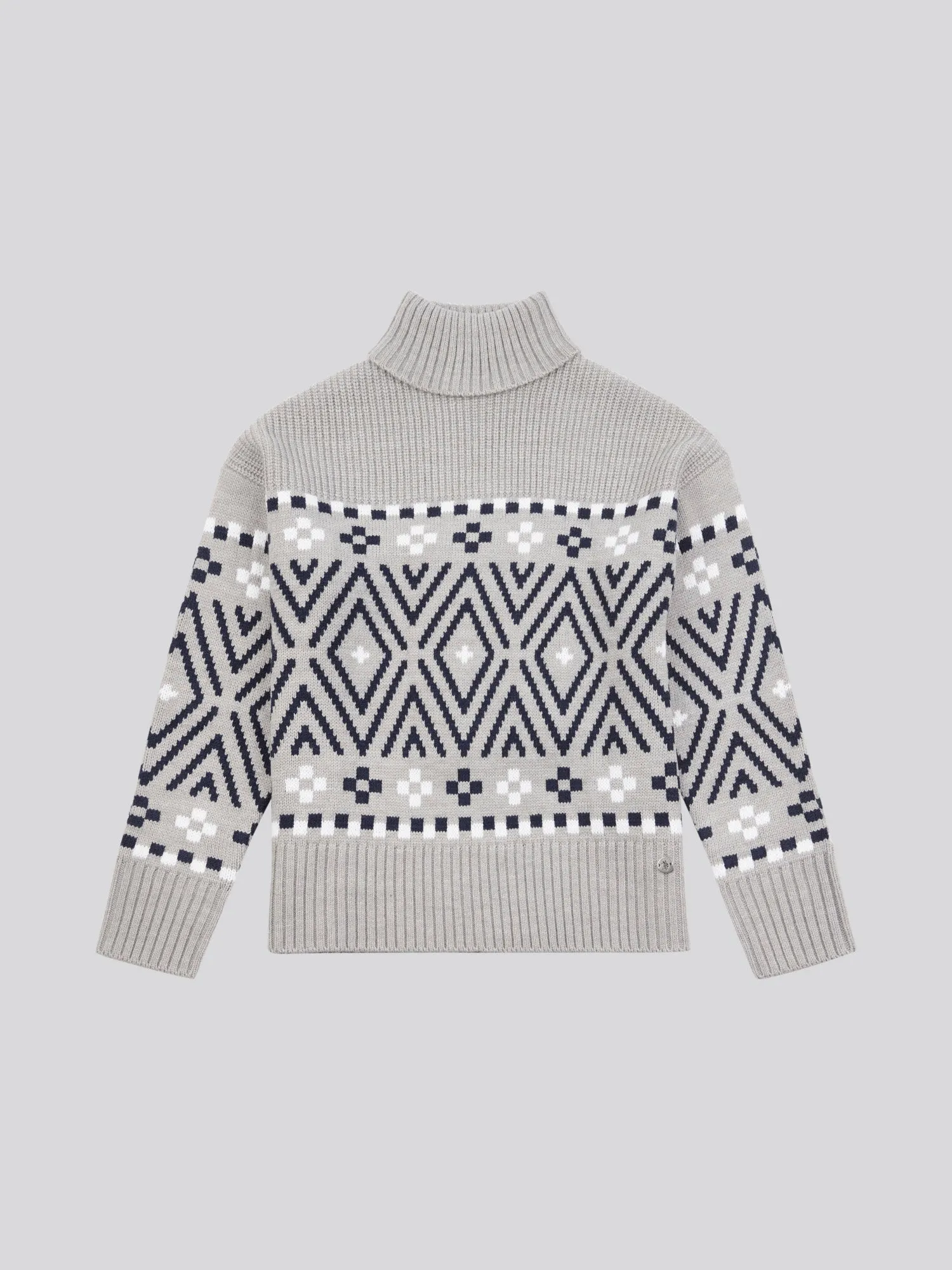 Womens Large Fairisle Jumper in Pearl Grey Marl