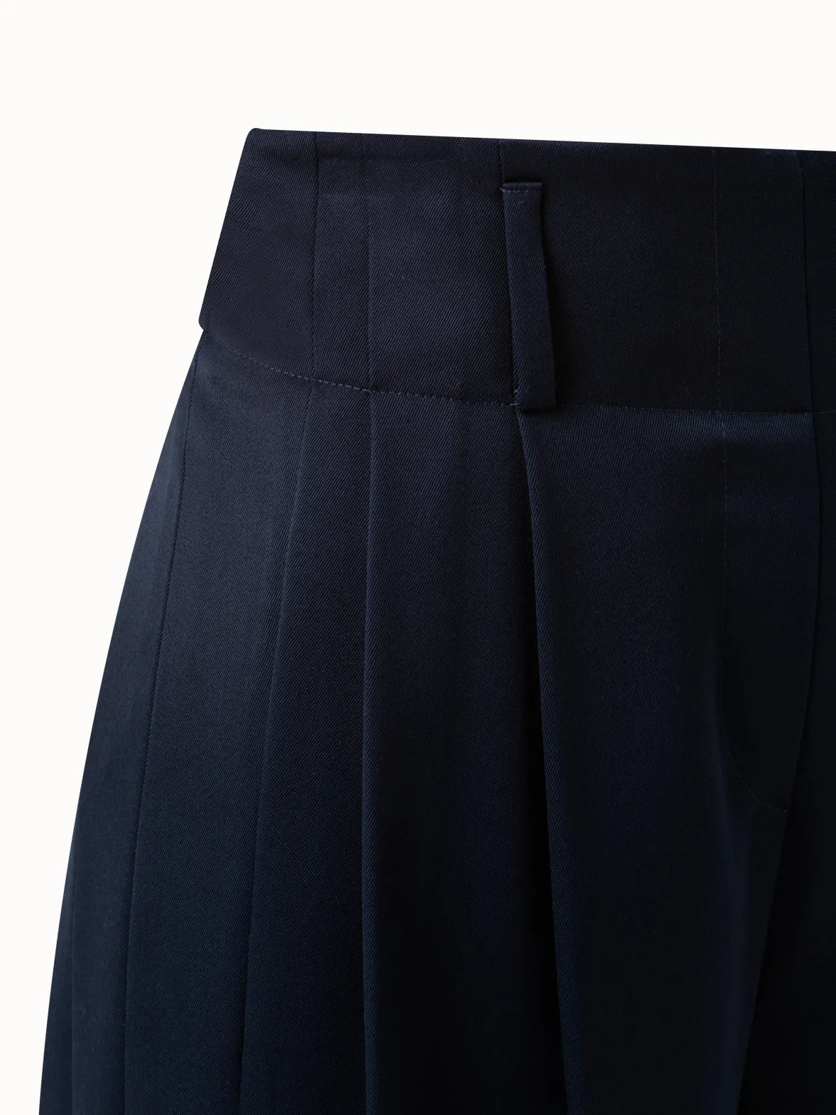 Wool Gabardine High Waist Wide Leg Pants