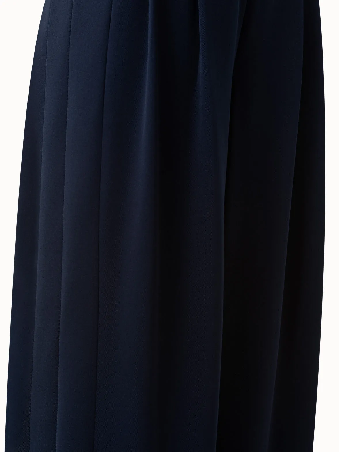 Wool Gabardine High Waist Wide Leg Pants