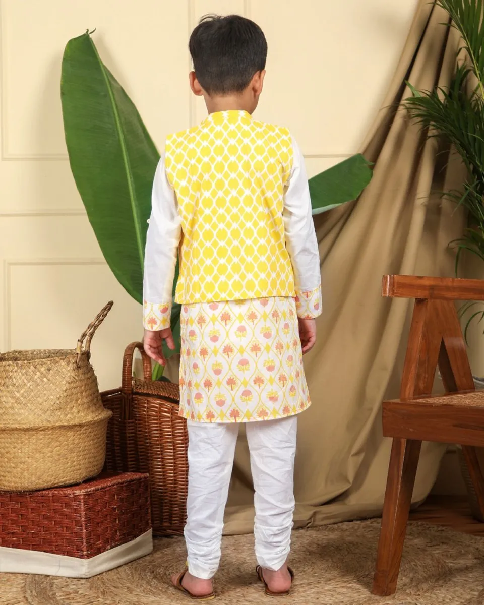 Zahra Boys Ethnic Kurta Churidaar Set with Nehru Jacket