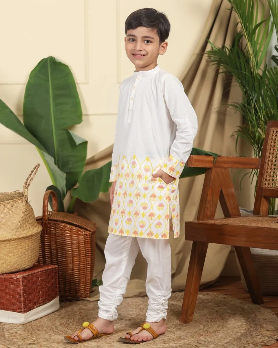 Zahra Boys Hand-Block Printed Ethnic Cotton Kurta Set